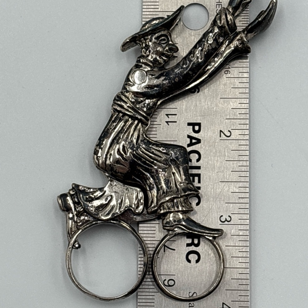 Pair Of German 800 Silver Sugar Tongs Man Riding A Bike Clapping Hands - Picture 5 of 5